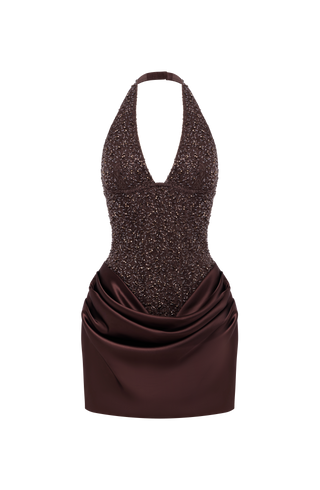 Adessa Mini Dress - Plum Brown
