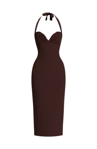 Cassia Midi Dress - Plum Brown
