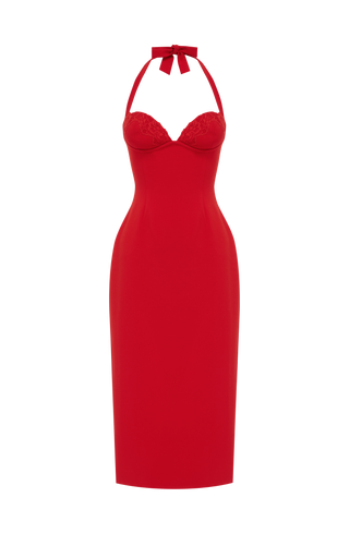 Cassia Midi Dress - Red