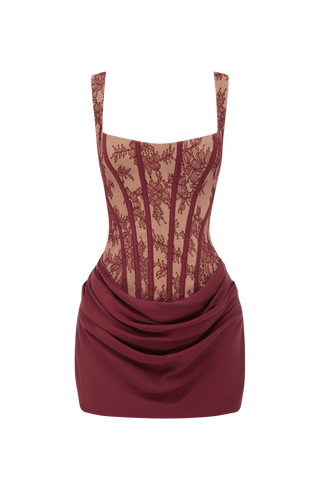 Cornelia Mini Dress - Burgundy Lace