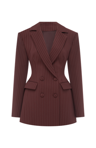 Elvira Mini Dress - Burgundy Pinstripe