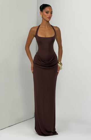 Sharona Maxi Dress - Plum Brown