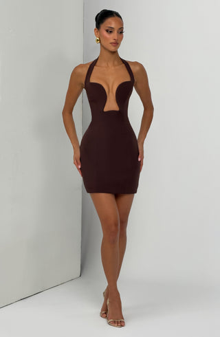 Charlotte Mini Dress - Plum Brown
