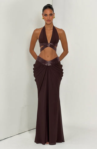 Sophie Maxi Skirt - Plum Brown