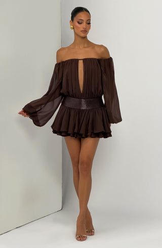 Deja Playsuit - Plum Brown