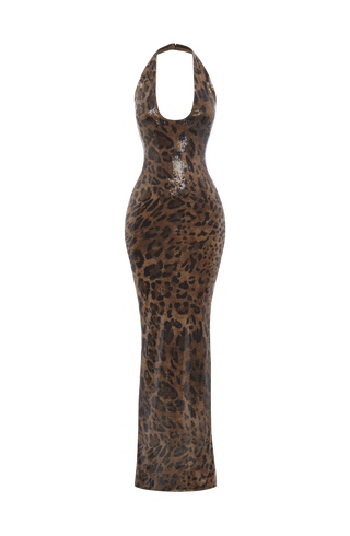 Morena Maxi Dress - Sequin Leopard Print