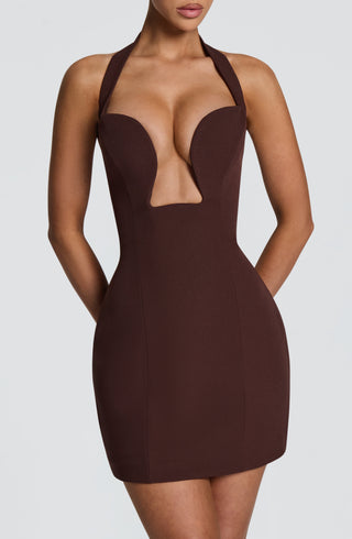 Charlotte Mini Dress - Plum Brown