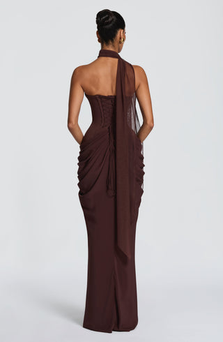 Chiara Maxi Dress - Plum Brown