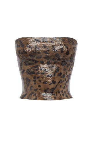 Sharni Top - Sequin Leopard Print