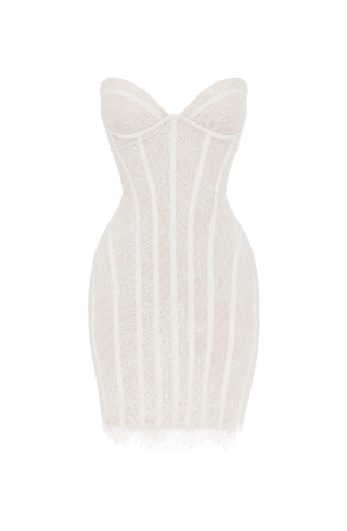 Sian Mini Dress - Ivory Embellishment