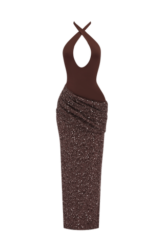 Solea Maxi Dress - Plum Brown