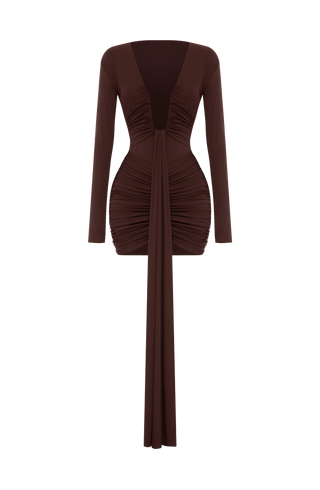 Tara Mini Dress - Plum Brown