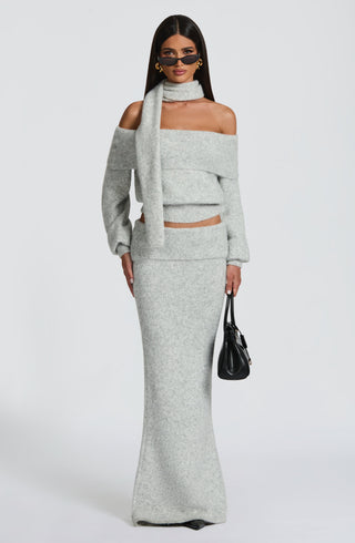 Andie Maxi Skirt - Light Grey Marl