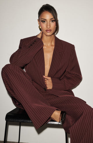 Kirsty Pants - Burgundy Pinstripe