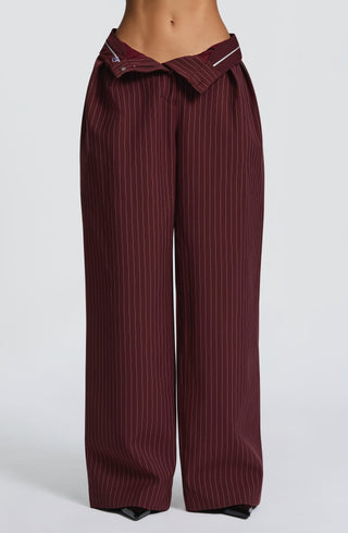 Kirsty Pants - Burgundy Pinstripe
