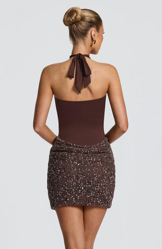 Solea Mini Dress - Plum Brown