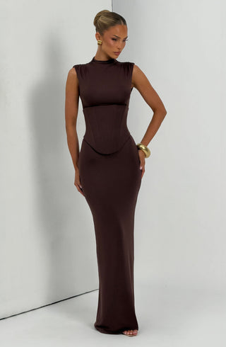 Soline Maxi Dress - Plum Brown