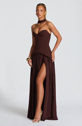 Vietta Maxi Dress - Plum Brown